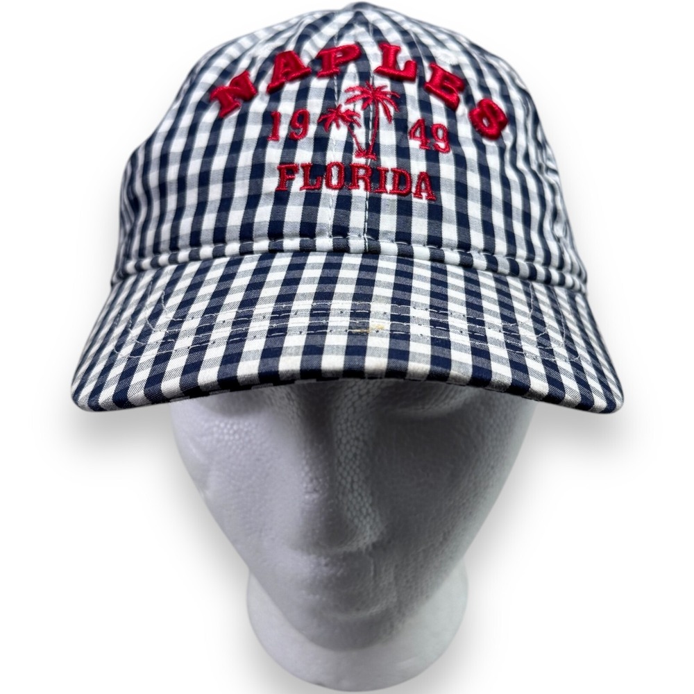 Alvin's Island Kids Sun Hat Naples Florida Black Plaid Adjustable Cotton Cap